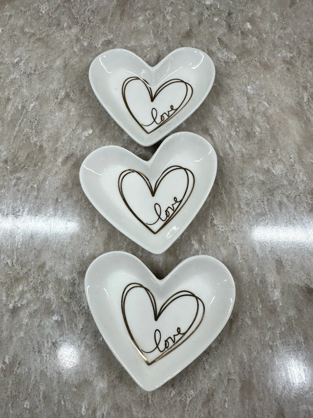 Kate Aspen Trinket Tray Valentine Love Heart Gold Lot of 3